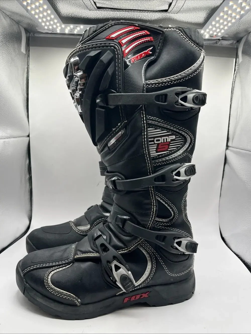 Fox Comp 5 Adult Motocross Boots Men’s Sz 9 Black MX ATV Dirt Bike Gear Shoes